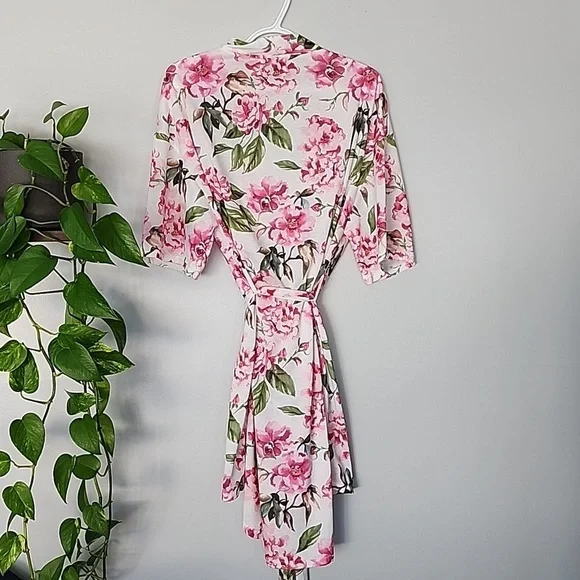 Show me your Mumu floral rose pink robe o/s one size - Picture 6 of 6